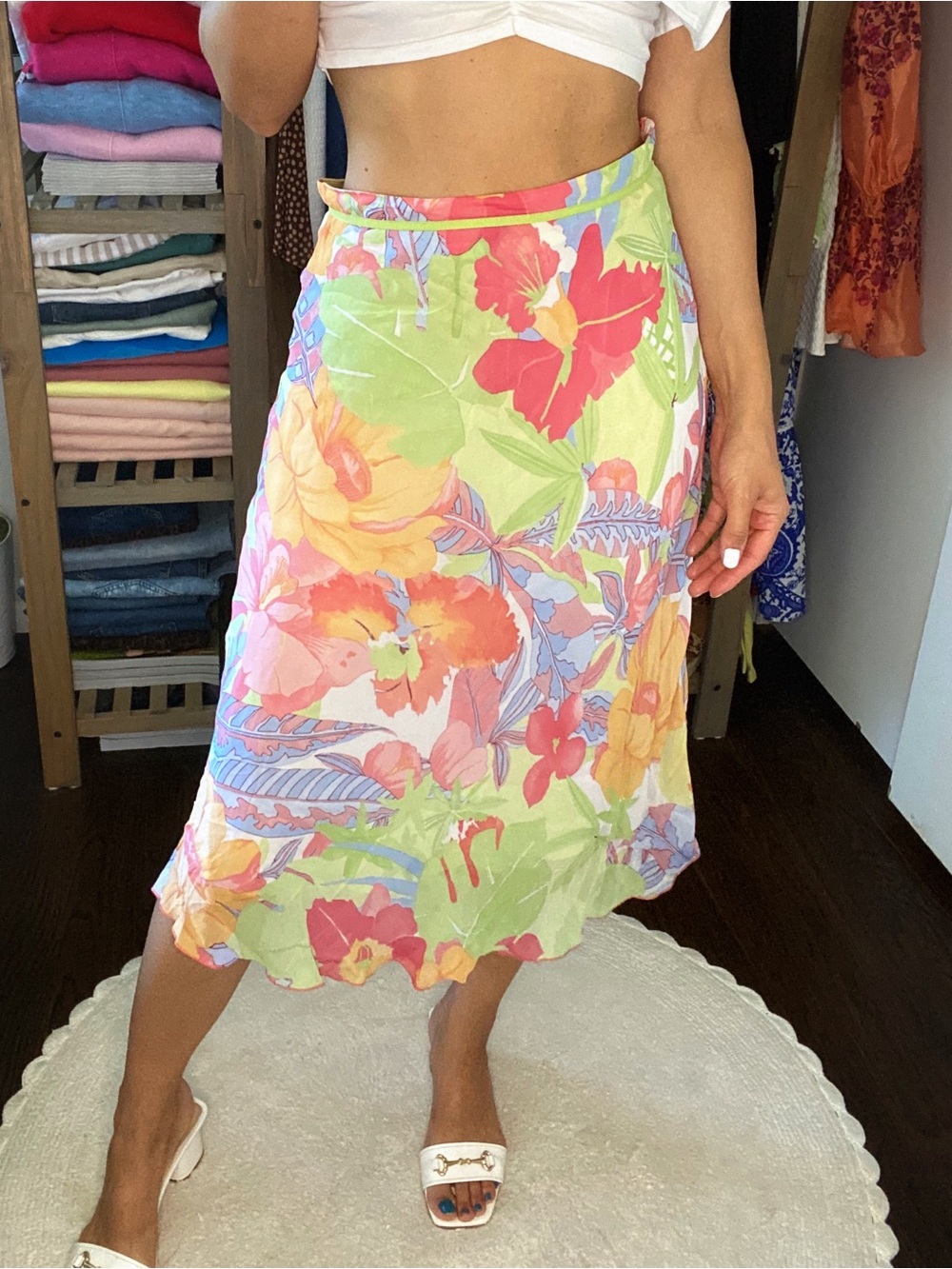 MARCONA Floral Pastel Asymmetrical Midi Skirt! 💐